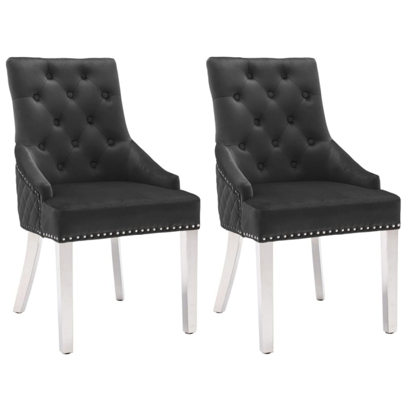 vidaXL Sillas comedor 2 unidades de terciopelo negro vidaXL Sillas comedor 2 unidades de terciopelo negro