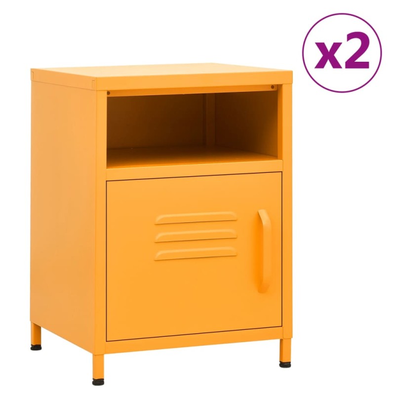 vidaXL Mesitas de noche 2 uds amarillo mostaza acero 35x35x51 cm vidaXL Mesitas de noche 2 uds amarillo mostaza acero 35x35x51 cm