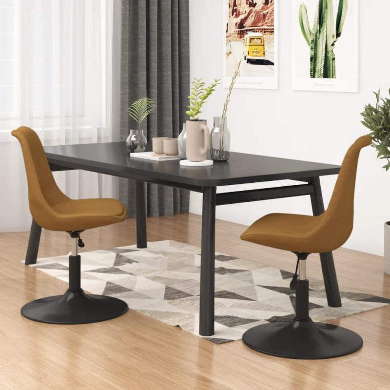 vidaXL Sillas de comedor giratorias 2 unidades terciopelo marrón vidaXL Sillas de comedor giratorias 2 unidades terciopelo marrón