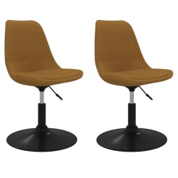 vidaXL Sillas de comedor giratorias 2 unidades terciopelo marrón