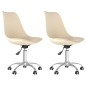 vidaXL Sillas de comedor giratorias 2 unidades tela color crema vidaXL Sillas de comedor giratorias 2 unidades tela color crema