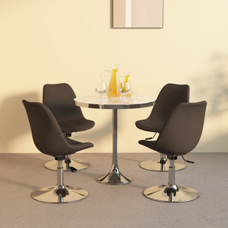 vidaXL Sillas de comedor giratorias 4 unidades tela marrón oscuro