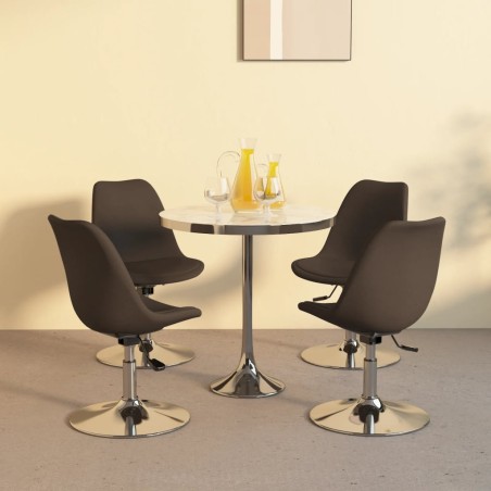 vidaXL Sillas de comedor giratorias 4 unidades tela marrón oscuro