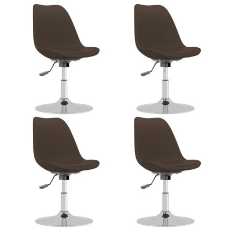 vidaXL Sillas de comedor giratorias 4 unidades tela marrón oscuro
