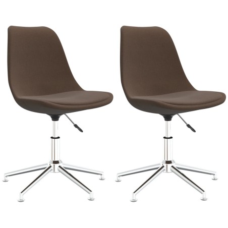 vidaXL Sillas de comedor giratorias 2 unidades tela marrón
