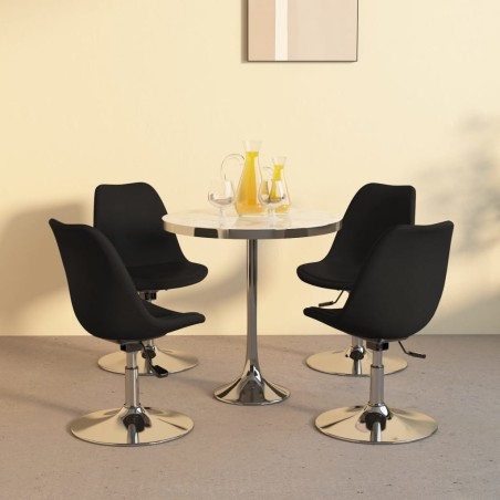 vidaXL Sillas de comedor giratorias 4 unidades tela negro