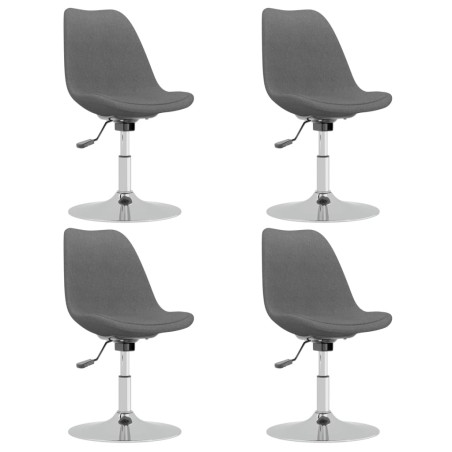 vidaXL Sillas de comedor giratorias 4 unidades tela gris claro