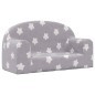 vidaXL Sofá infantil de 2 plazas gris claro con estrellas felpa suave vidaXL Sofá infantil de 2 plazas gris claro con estrellas felpa suave
