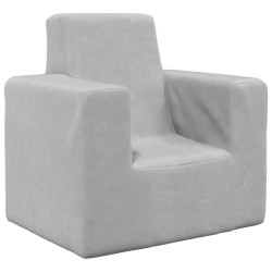 vidaXL Sofá para niños felpa suave gris claro