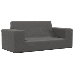 vidaXL Sofá para niños de 2 plazas de felpa suave gris antracita