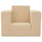 vidaXL Sofá cama infantil felpa suave color crema
