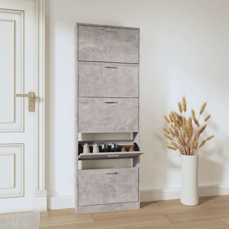 vidaXL Mueble zapatero madera contrachapada gris hormigón 59x17x169 cm