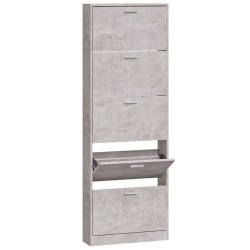 vidaXL Mueble zapatero madera contrachapada gris hormigón 59x17x169 cm