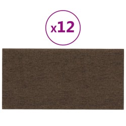 vidaXL Paneles de pared 12 uds tela marrón 30x15 cm 0,54 m²