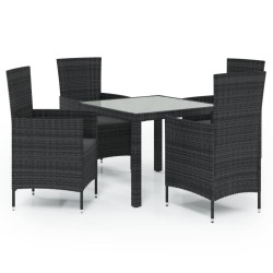 vidaXL Juego de comedor de jardín 5 pzas con cojines ratán PE negro