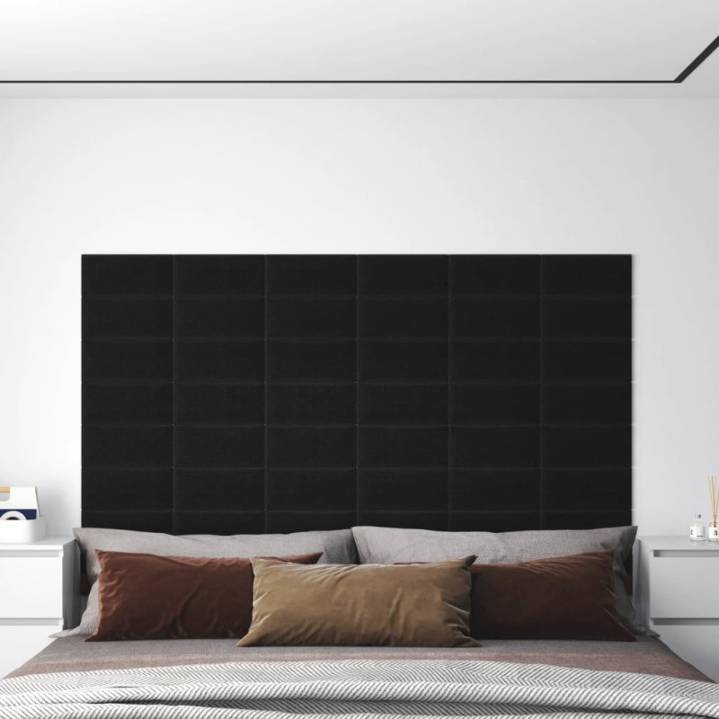 vidaXL Paneles de pared 12 uds tela negro 30x15 cm 0,54 m² vidaXL Paneles de pared 12 uds tela negro 30x15 cm 0,54 m²