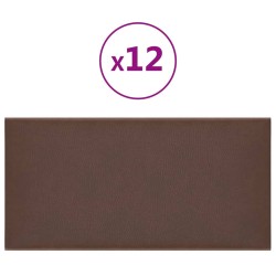 vidaXL Paneles de pared 12 uds cuero sintético marrón 30x15 cm 0,54 m²