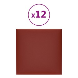 vidaXL Paneles pared 12 uds cuero sintético rojo tinto 30x30 cm 1,08m²