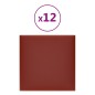 vidaXL Paneles pared 12 uds cuero sintético rojo tinto 30x30 cm 1,08m²