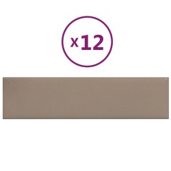 vidaXL Paneles pared 12 uds cuero sintético capuchino 60x15 cm 1,08 m²