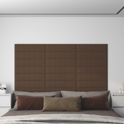 vidaXL Paneles de pared 12 uds tela marrón 60x15 cm 1,08 m²