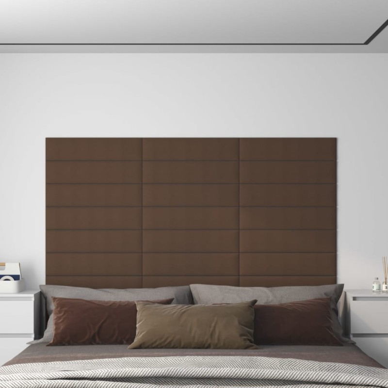 vidaXL Paneles de pared 12 uds tela marrón 60x15 cm 1,08 m² vidaXL Paneles de pared 12 uds tela marrón 60x15 cm 1,08 m²