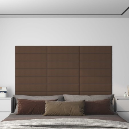 vidaXL Paneles de pared 12 uds tela marrón 60x15 cm 1,08 m²