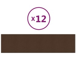 vidaXL Paneles de pared 12 uds tela marrón 60x15 cm 1,08 m²