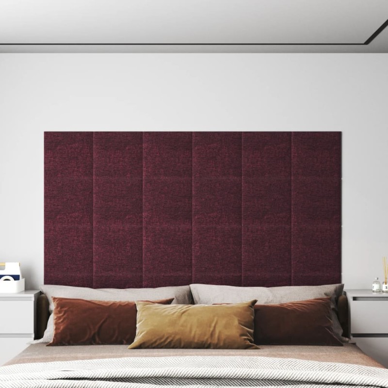 vidaXL Paneles de pared 12 uds tela morado 30x30 cm 1,08 m² vidaXL Paneles de pared 12 uds tela morado 30x30 cm 1,08 m²