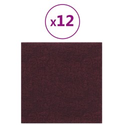 vidaXL Paneles de pared 12 uds tela morado 30x30 cm 1,08 m²
