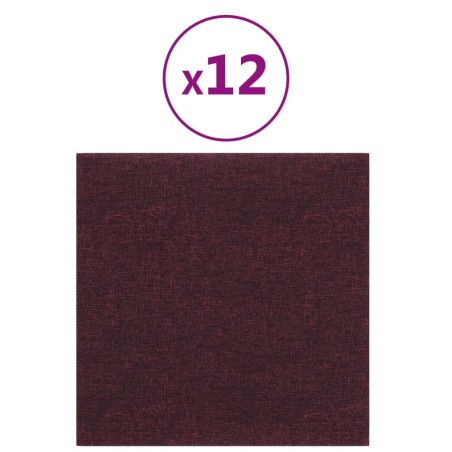 vidaXL Paneles de pared 12 uds tela morado 30x30 cm 1,08 m²
