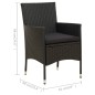 vidaXL Juego de comedor de jardín 5 pzas con cojines ratán PE negro