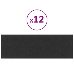 vidaXL Paneles de pared 12 uds tela negro 90x30 cm 3,24 m²