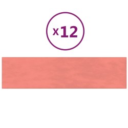 vidaXL Paneles de pared 12 uds terciopelo rosa 60x15 cm 1,08 m²