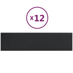 vidaXL Paneles de pared 12 uds cuero sintético negro 60x15 cm 1,08 m²