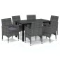 vidaXL Set comedor jardín 7 pzas y cojines ratán sintético gris