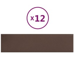 vidaXL Paneles de pared 12 uds cuero sintético marrón 60x15 cm 1,08 m²