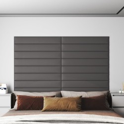 vidaXL Paneles de pared 12 uds cuero sintético gris 90x15 cm 1,62 m²