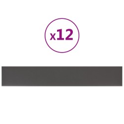 vidaXL Paneles de pared 12 uds cuero sintético gris 90x15 cm 1,62 m²