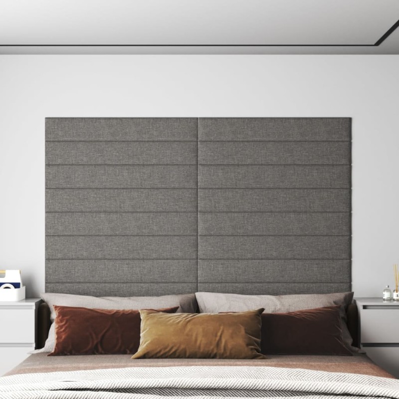 vidaXL Paneles de pared 12 uds tela gris claro 90x15 cm 1,62 m² vidaXL Paneles de pared 12 uds tela gris claro 90x15 cm 1,62 m²