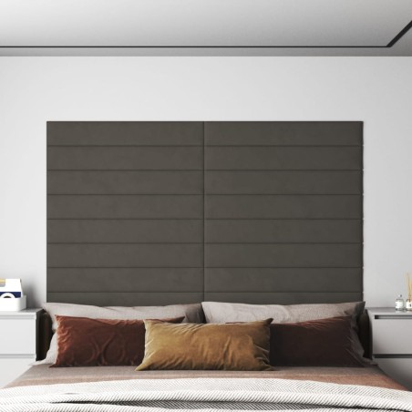 vidaXL Paneles de pared 12 uds terciopelo gris oscuro 90x15 cm 1,62 m²