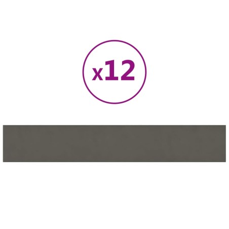 vidaXL Paneles de pared 12 uds terciopelo gris oscuro 90x15 cm 1,62 m²