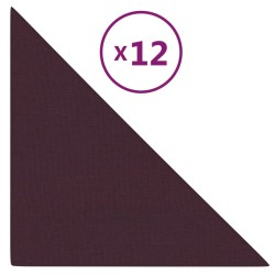 vidaXL Paneles de pared 12 uds tela morado 30x30 cm 0,54 m²