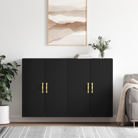 vidaXL Armarios de pared 2 unidades negro 69,5x34x90 cm
