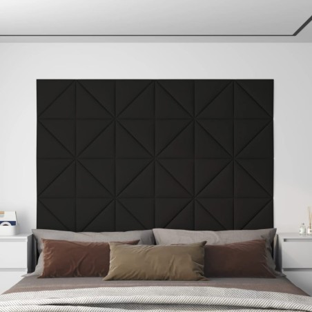 vidaXL Paneles de pared 12 uds tela negro 30x30 cm 0,54 m²