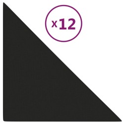 vidaXL Paneles de pared 12 uds tela negro 30x30 cm 0,54 m²