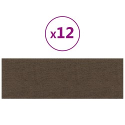 vidaXL Paneles de pared 12 uds tela marrón 90x30 cm 3,24 m²