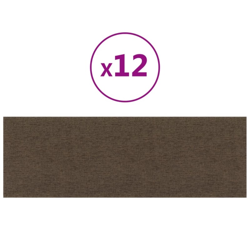vidaXL Paneles de pared 12 uds tela marrón 90x30 cm 3,24 m² vidaXL Paneles de pared 12 uds tela marrón 90x30 cm 3,24 m²