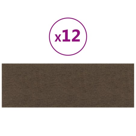 vidaXL Paneles de pared 12 uds tela marrón 90x30 cm 3,24 m²