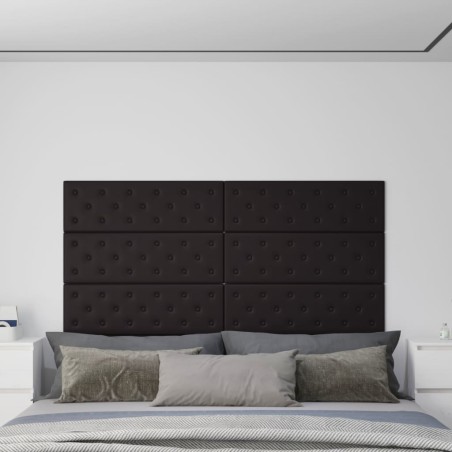 vidaXL Paneles de pared 12 uds cuero sintético negro 90x30 cm 3,24 m²